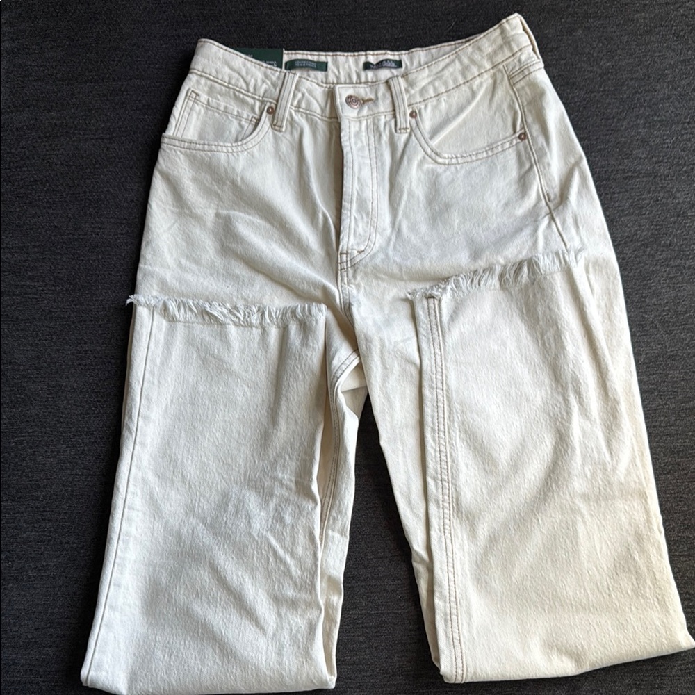 Cream Distressed Jeans